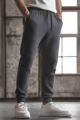 Men's Grey Cotton Regular Knit Solid Jogger