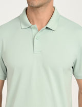 Mens Green Casual Regular Fit Solid Half Sleeves Polo Tshirt