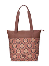 Women's Brown Vegan Leather Finish Tote Bag - 15.5L