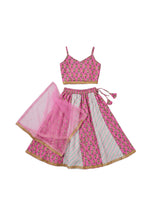 Girls Pink Festive Sleeveless Cotton Comfort & Style Lehenga Cholis Set