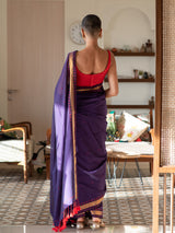 Women's Purple Pure Cotton Saree