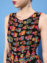 Women's Black Casual Elasticated Ethnic Dhoti Jumpsuit