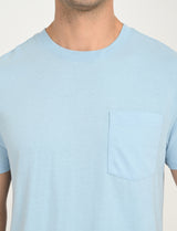 Mens Blue Casual Regular Fit Solid Half Sleeves Tshirt