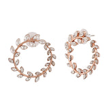 Women's Rose Gold Plated Circular Stud Earrings with Crystals