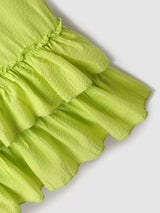 Girls Woven Lime Green Tiered Dress