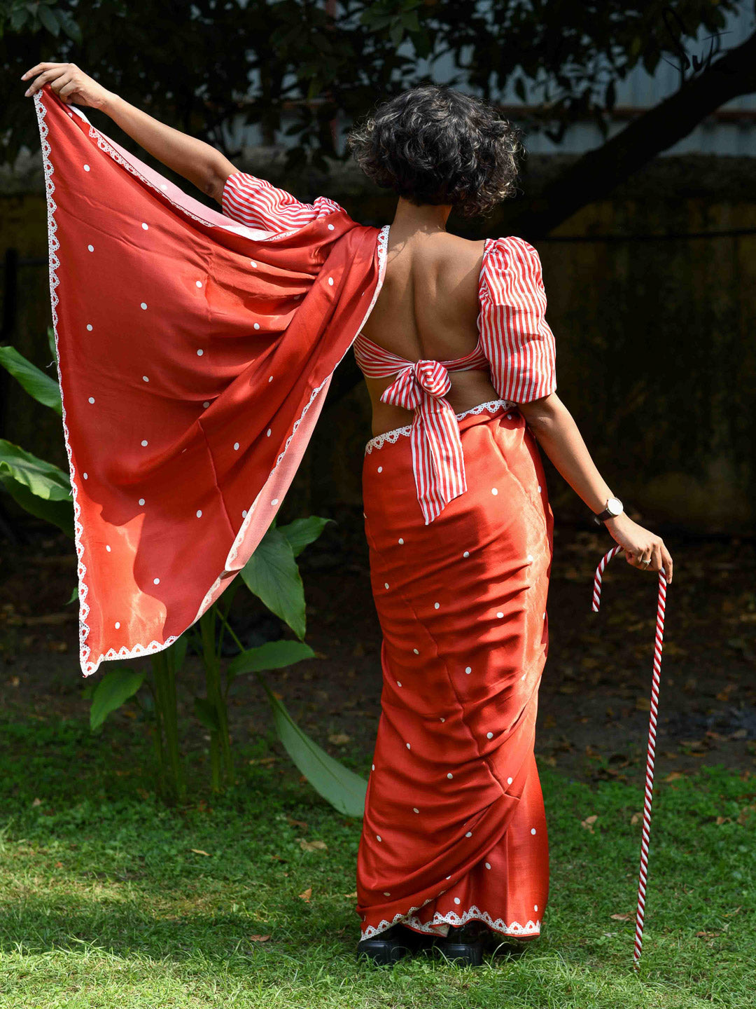 Women's Orange Modal Viscose Saree