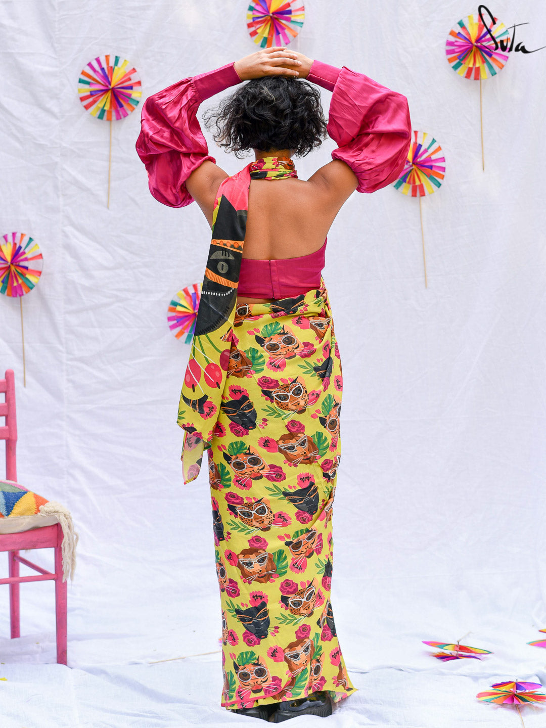 Women's Yellow Modal Viscose Saree
