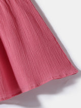 Girls Pink Cotton Shirred Solid Top