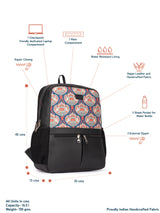 Women's Blue Vegan Leather Finish Casual Backpack - 17.5L