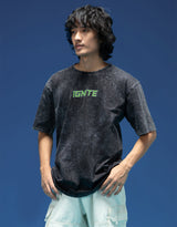 Men's Black Casual Oversized Fit Printed Half Sleeves Tshirt