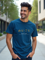 Men's Blue Half Sleeves Graphic Printed Cotton Tshirt