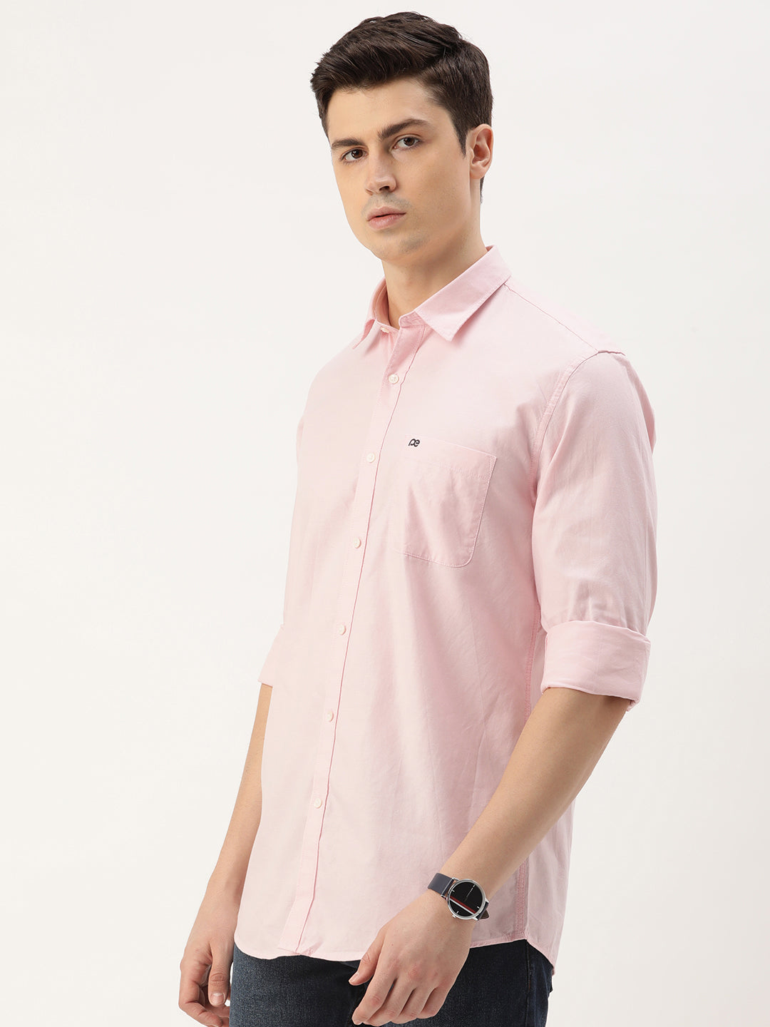 Men's Pink Casual Full Sleeves Shirt