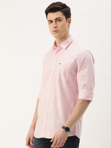 Men's Pink Casual Full Sleeves Shirt