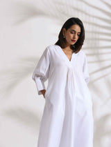 Women's White Slub Kurta Set