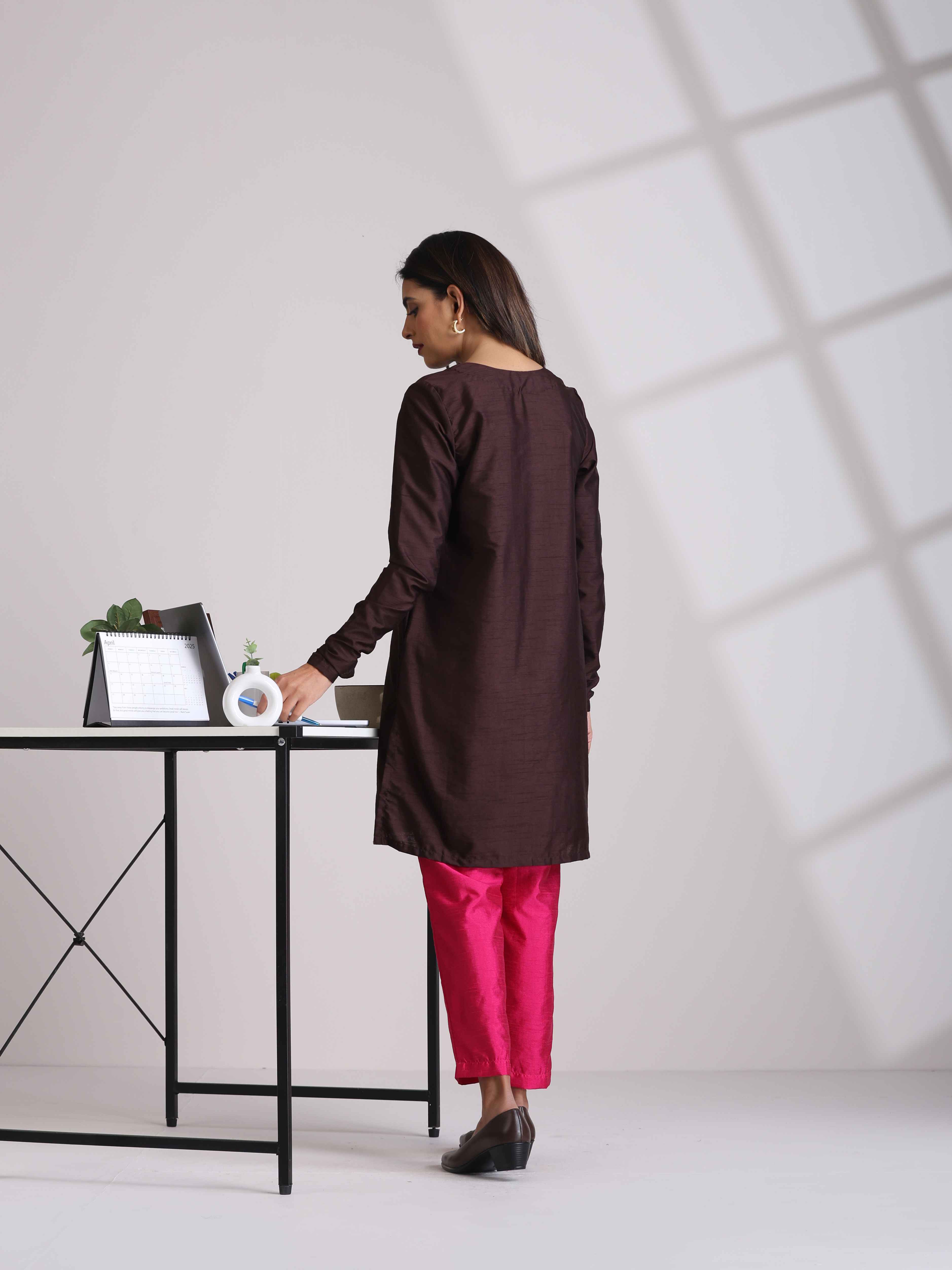 Women's Brown Casual Solid Co-ords Set