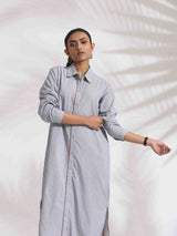 Women's Grey Casual Striped Dress