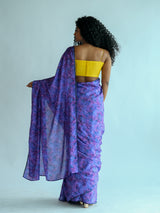 Women's Purple Cotton Blend Saree