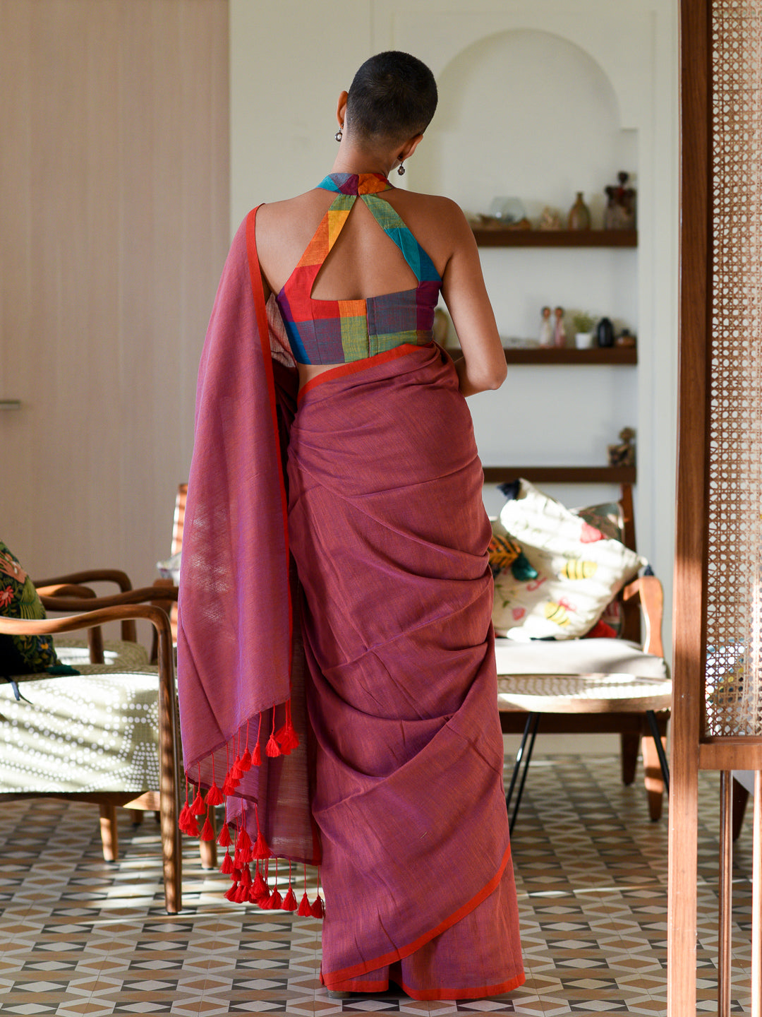 Women's Multicolor Cotton Blend Saree