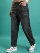 Men's Grey Casual Solid Mid Rise Jeans