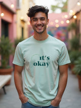 Men's Light Green Half Sleeves Graphic Printed Cotton Tshirt