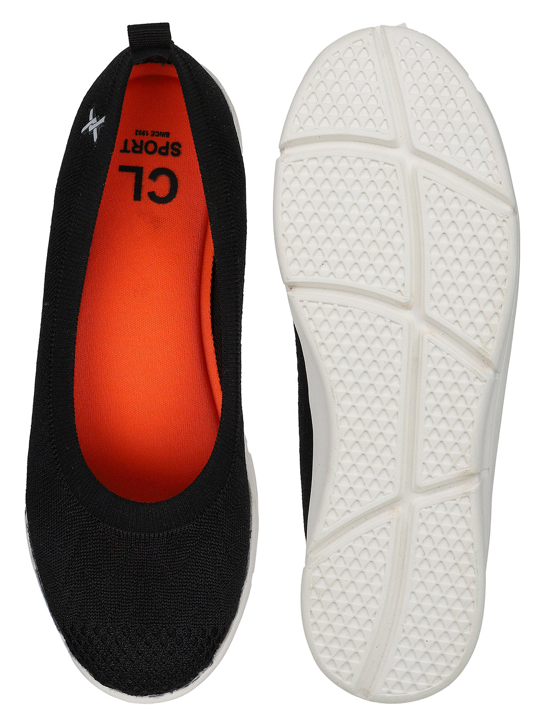 Women's Black Fly Knit Comfort Slip-On Ballet Flats