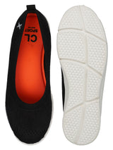 Women's Black Fly Knit Comfort Slip-On Ballet Flats