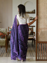 Women's Purple Pure Cotton Saree