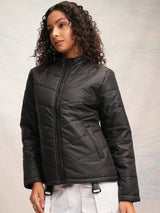 Women's Black Casual Solid Full Sleeves Jacket