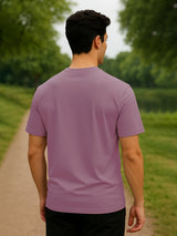 Men's Purple Half Sleeves Graphic Printed Cotton Tshirt