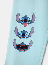 Girls Blue Lightweight Terry Cotton Lilo Print Trackpant