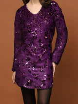 Women's Purple Sequin Mini Party Dress