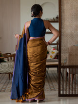 Women's Yellow Cotton Blend Saree