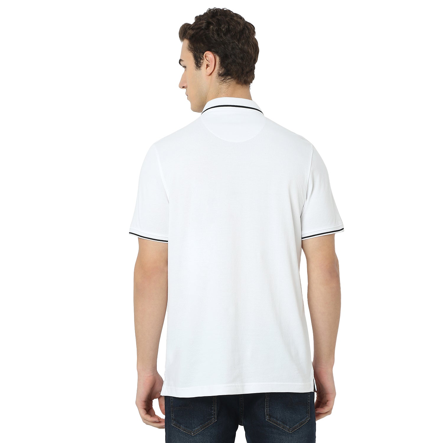 Men's White Casual Slim Fit Solid Tshirt