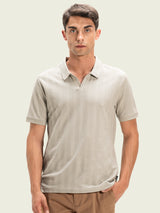 Men's Grey Casual Regular Fit Solid Half Sleeves Polo Tshirt