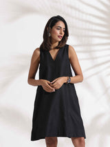 Women's Black Slub Dress