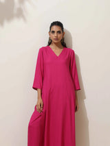 Women's Pink Casual Solid Kurta Set