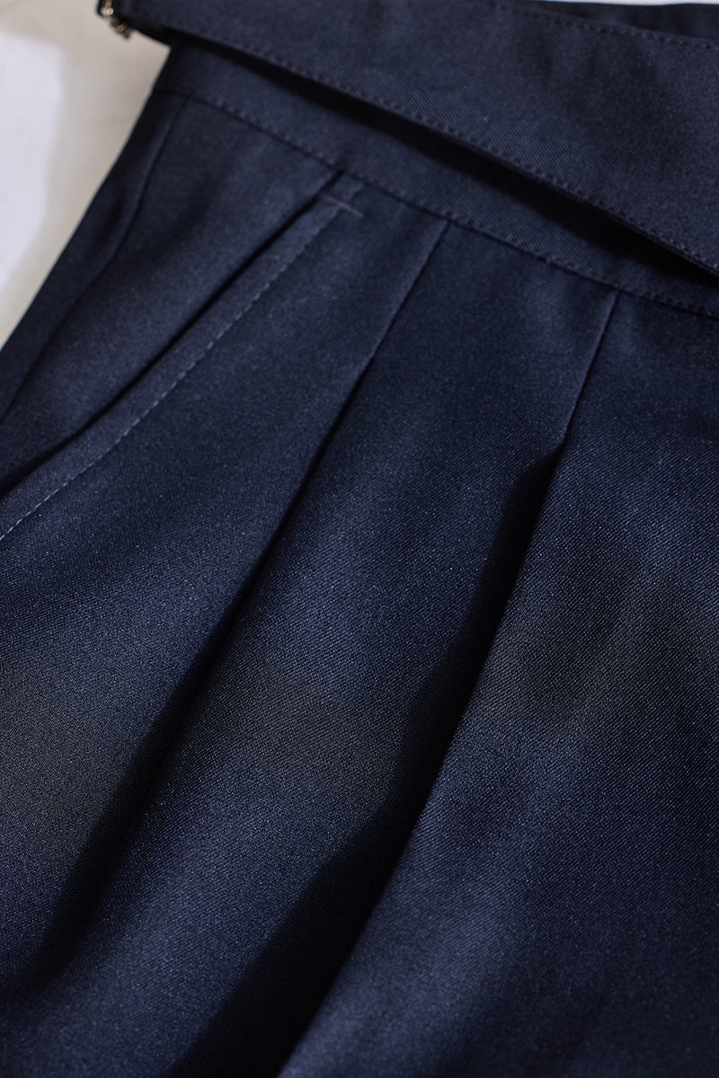 Men's Navy Formal Slim Fit Solid Trouser