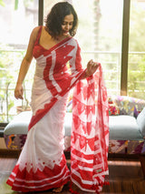 Women's White Mul Cotton Saree
