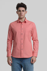 Men's Pink Casual Slim Fit Solid Full Sleeves Shirt