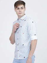 Men's Slim Fit Striped Full Sleeves Cutaway Collar Casual Shirt