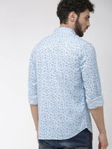 Men's Slim Fit Abstract Printed Full Sleeves Spread Collar Casual Shirt