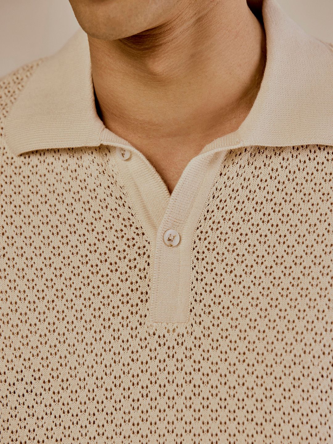 Men's Beige Casual Relaxed Fit Printed Half Sleeves Polo Tshirt