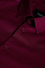 Men's Maroon Party Slim Fit Solid Full Sleeves Shirt