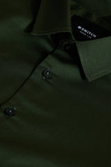 Men's Green Formal Slim Fit Solid Full Sleeves Shirt