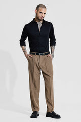 Men's Black Party Slim Fit Solid Full Sleeves Shirt