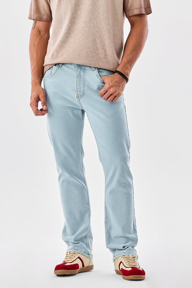 Men's Blue Casual Straight Fit Solid Jeans