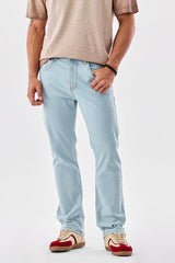 Men's Blue Casual Straight Fit Solid Jeans