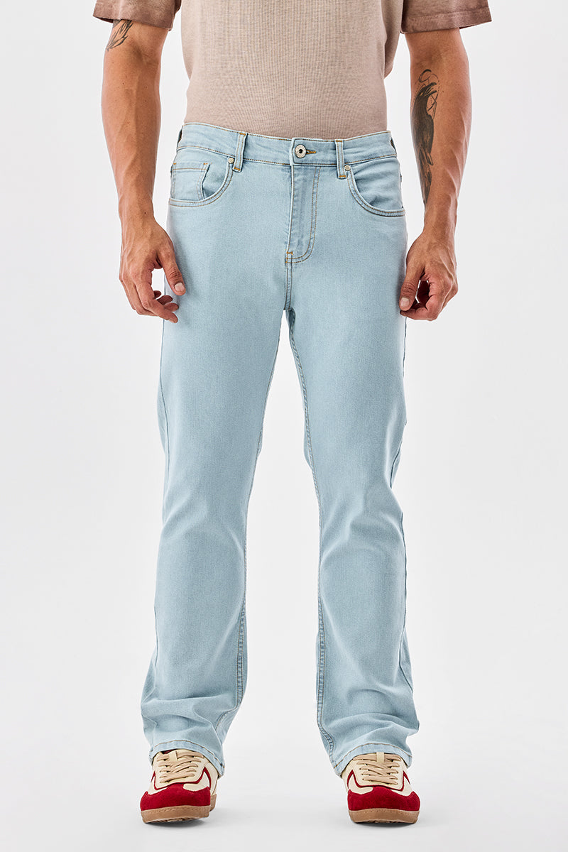 Men's Blue Casual Straight Fit Solid Jeans
