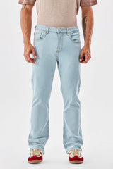 Men's Blue Casual Straight Fit Solid Jeans