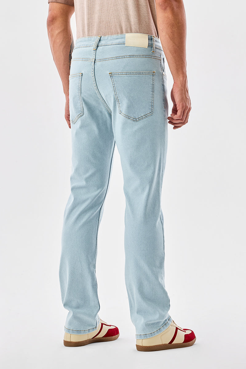 Men's Blue Casual Straight Fit Solid Jeans